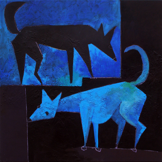 Perros de noche    80x80 cm     acrÃ­lico/lienzo     2015